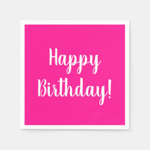 Serviette En Papier Bonne fête d'anniversaire Hot rose blanc