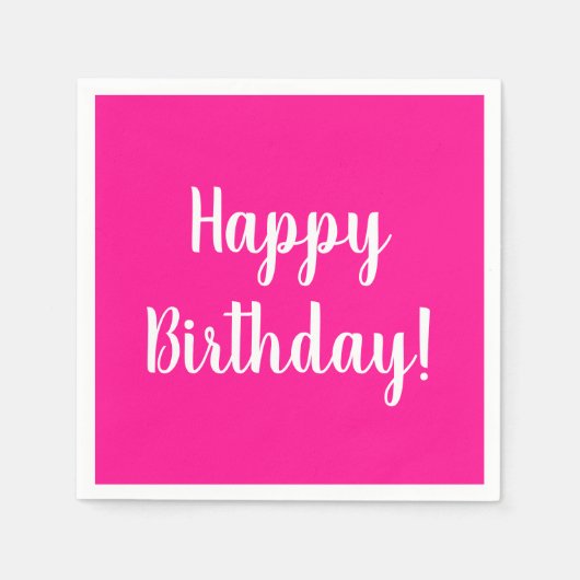 Serviette En Papier Bonne fête d'anniversaire Hot rose blanc (Devant)