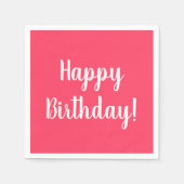 Serviette En Papier Bonne fête d'anniversaire moderne rose (Devant)