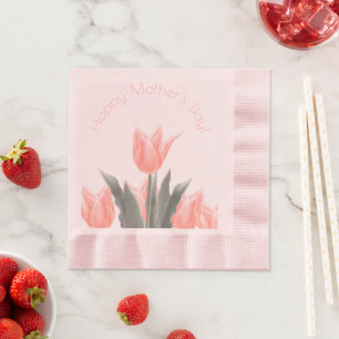 Serviette En Papier Bonne fête des mères ! Fleurs de tulipes de Pêche 