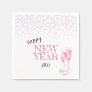 Serviette En Papier Bonne fête du Nouvel An champagne rose
