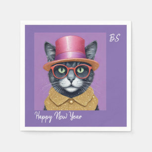 Serviette En Papier Bonne fête du Nouvel An - Chat déguisé