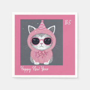 Serviette En Papier Bonne fête du Nouvel An - Chat déguisé