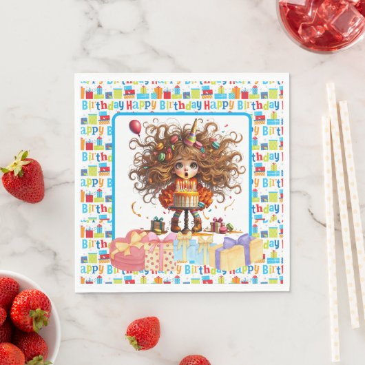 Serviette En Papier Bonne fille d'anniversaire (En situation)