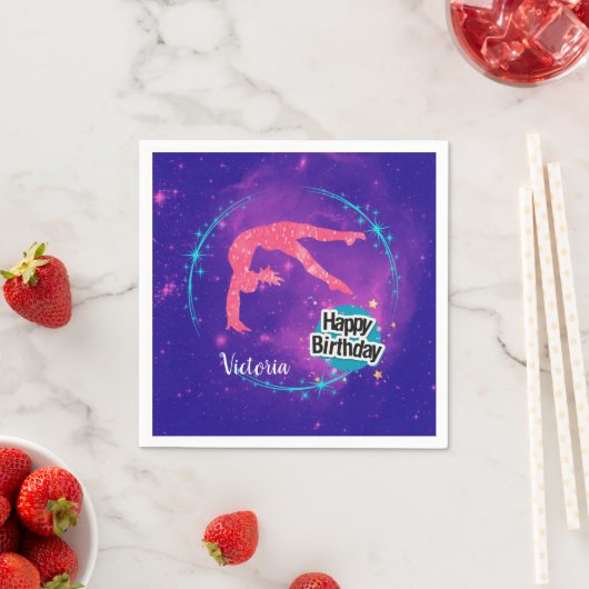 Serviette En Papier Bonne Gymnastique d'anniversaire Galaxy Tumbling (En situation)
