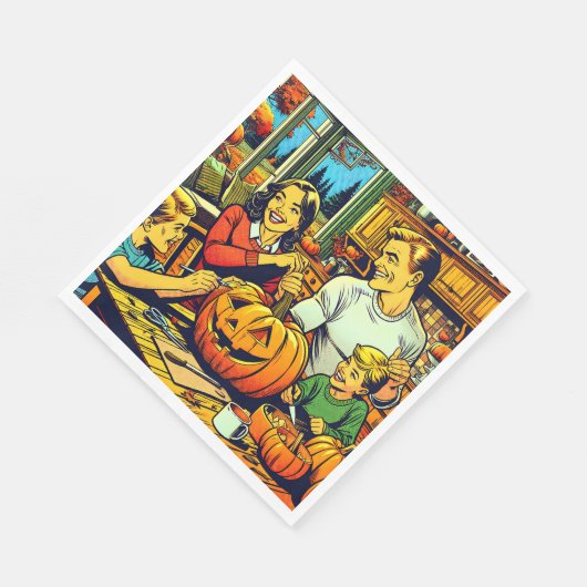 Serviette En Papier Bonne Halloween Nostalgale Citrouilles de la sculp (Coin)