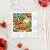 Serviette En Papier Bonne Halloween Nostalgale Citrouilles de la sculp (En situation)