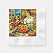 Serviette En Papier Bonne Halloween Nostalgale Citrouilles de la sculp (Devant)