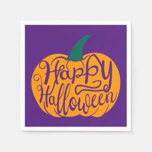 Serviette En Papier Bonne lettre Halloween sur citrouille sculpté