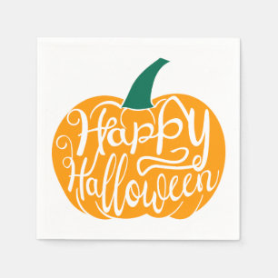 Serviette En Papier Bonne lettre Halloween sur citrouille sculpté