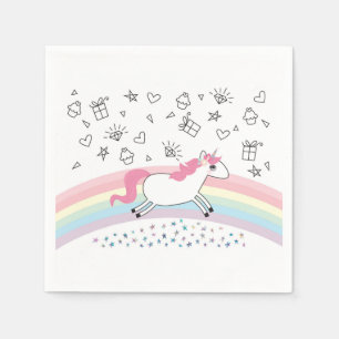 Serviette En Papier Bonne licorne d'anniversaire de fête de la licorne
