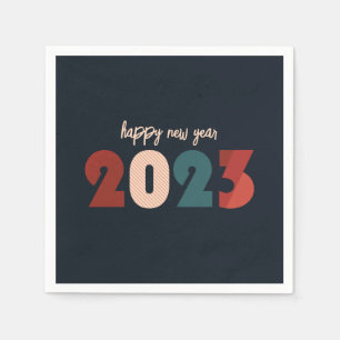 Serviette En Papier Bonne nouvelle année 2023 texte design rétro