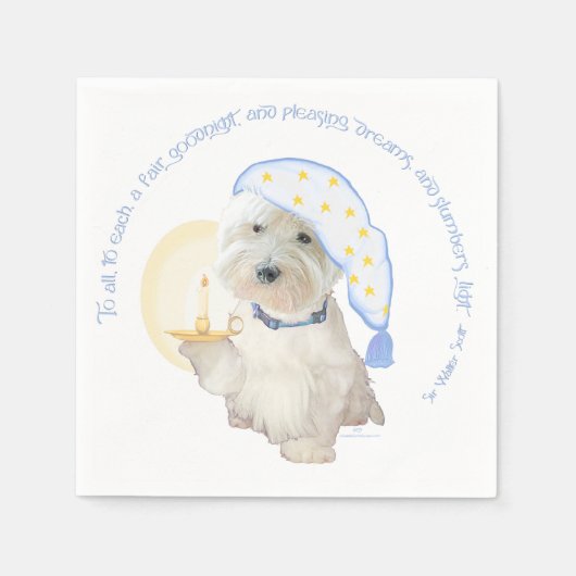 Serviette En Papier Bonne nuit Bleu (Devant)