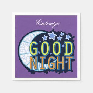 Serviette En Papier Bonne nuit Croissant Lune Thunder_Cove