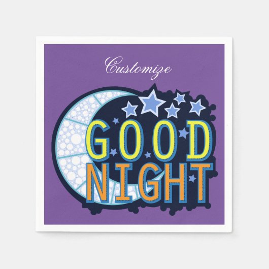 Serviette En Papier Bonne nuit Croissant Lune Thunder_Cove (Devant)