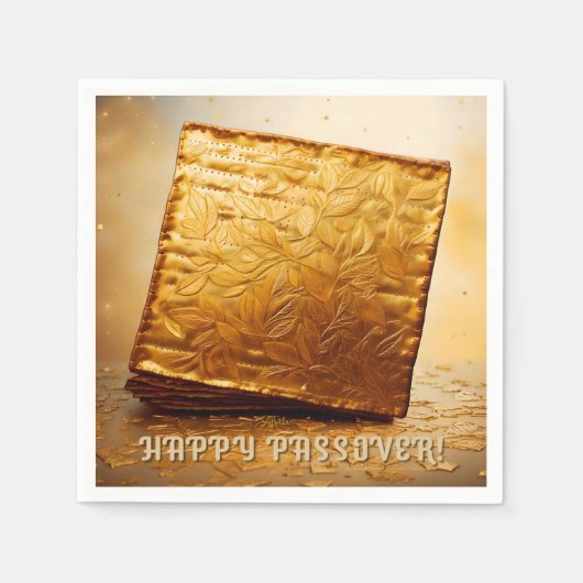 Serviette En Papier Bonne Pâque ! Golden Matzah (Devant)