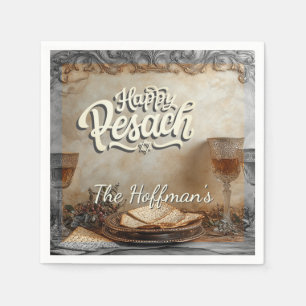 Serviette En Papier Bonne Pâque Pesach Juif Traditionnel Vintage