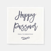 Serviette En Papier Bonne Pâque | Simple moderne bleu et blanc (Devant)