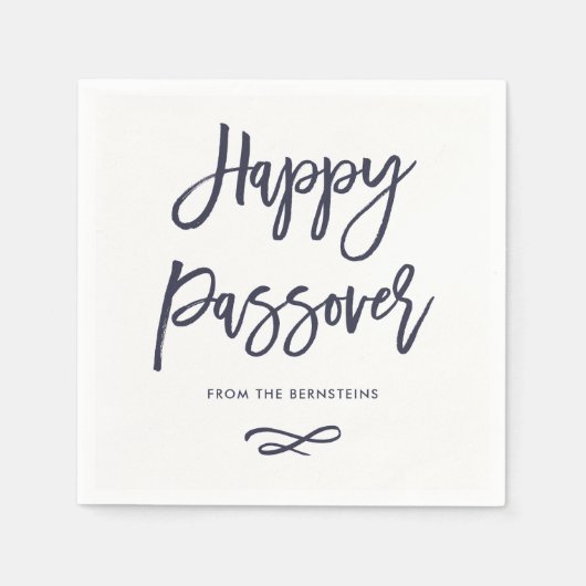 Serviette En Papier Bonne Pâque | Simple moderne bleu et blanc (Devant)