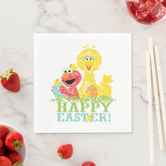 Serviette En Papier Bonne Pâques d'Elmo & Big Bird (En situation)