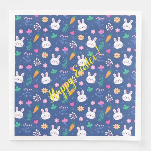 Serviette En Papier Bonne Personnaliser Pâques blanc amour lapin (Devant)