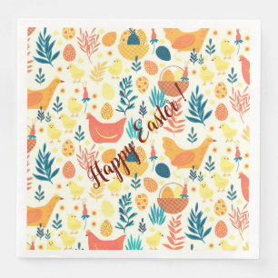Serviette En Papier Bonne Personnaliser Pâques mignonne poulet Vintage