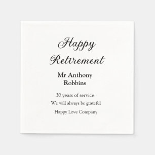 Serviette En Papier Bonne retraite ajouter le nom années de service à