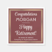 Serviette En Papier Bonne retraite Elégante Bourgogne et Gold Party (Devant)