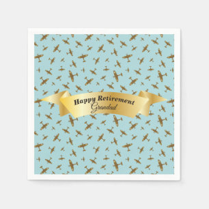 Serviette En Papier Bonne retraite Spitfire Avions Light Blue