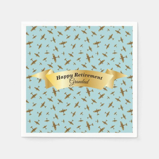 Serviette En Papier Bonne retraite Spitfire Avions Light Blue (Devant)