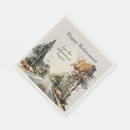 Serviette En Papier Bonne retraite Watercolor Road (Coin)