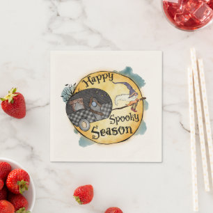 Serviette En Papier Bonne saison Éffrayante sorcière Camper Van