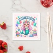 Serviette En Papier Bonne sirène d'anniversaire (En situation)