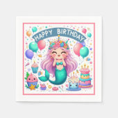 Serviette En Papier Bonne sirène d'anniversaire (Devant)