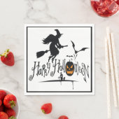 Serviette En Papier Bonne Sorcière Halloween Et chauves-souris (En situation)