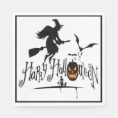 Serviette En Papier Bonne Sorcière Halloween Et chauves-souris (Devant)