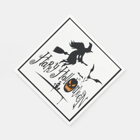 Serviette En Papier Bonne Sorcière Halloween Et chauves-souris (Coin)