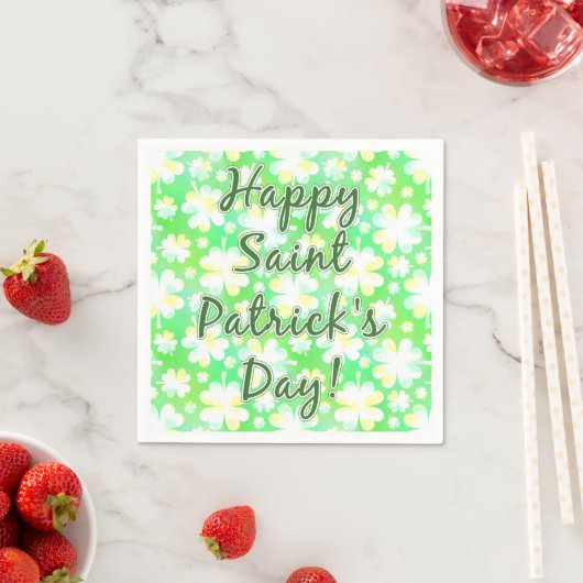 Serviette En Papier Bonne St Patrick's Day Shamrocks Aquarelle rétro (En situation)