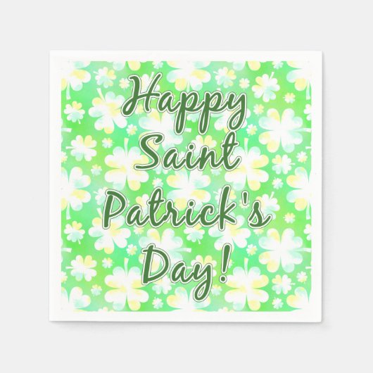Serviette En Papier Bonne St Patrick's Day Shamrocks Aquarelle rétro (Devant)