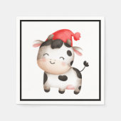 Serviette En Papier Bonne vache dans un Casquette rouge mignon (Devant)