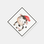 Serviette En Papier Bonne vache dans un Casquette rouge mignon (Coin)