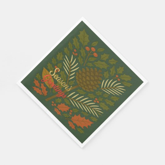 Serviette En Papier Bonnes Fêtes d'automne et d'hiver (Coin)