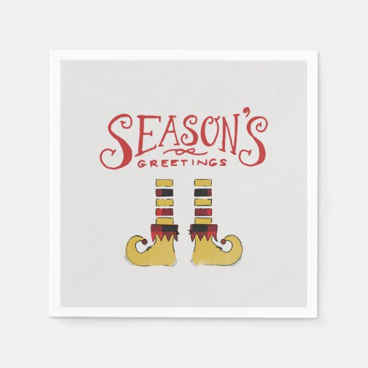 Serviette En Papier Bonnes Fêtes Elf Chaussures (Devant)