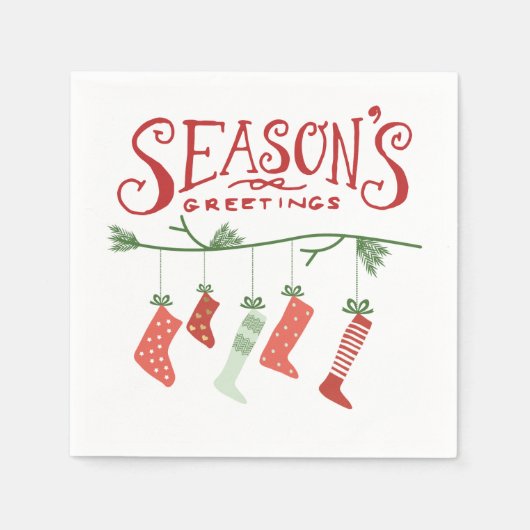 Serviette En Papier Bonnes Fêtes et objets de Noël (Devant)