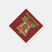 Serviette En Papier Bonnes Fêtes Gold Noël Bell Red Napkins (Coin)