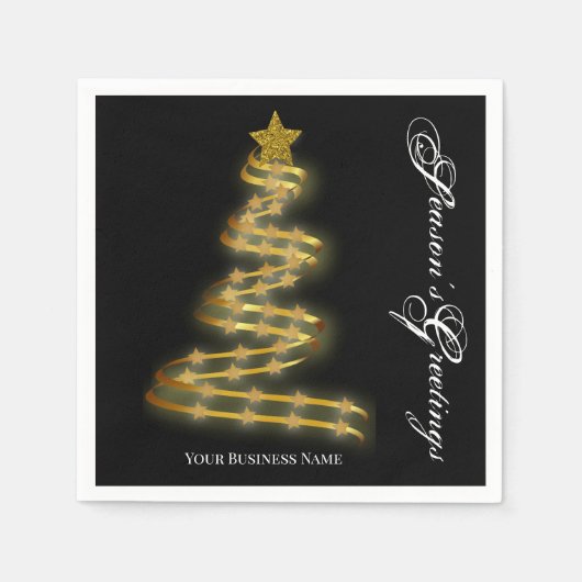 Serviette En Papier Bonnes Fêtes Gold Tree étoiles Abstrait (Devant)