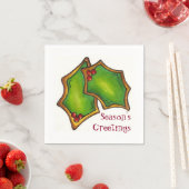 Serviette En Papier Bonnes Fêtes Holly Cookie Noël (En situation)