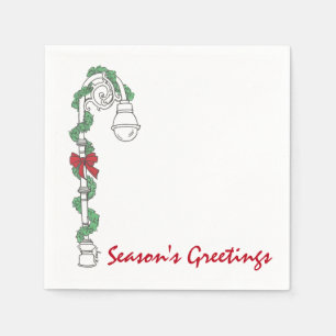Serviette En Papier Bonnes Fêtes Lamppost Bow Noël