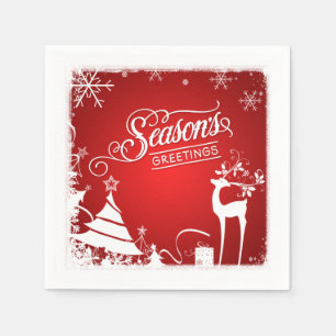Serviette En Papier Bonnes Fêtes papier serviettes   Rouge, Cerf blanc