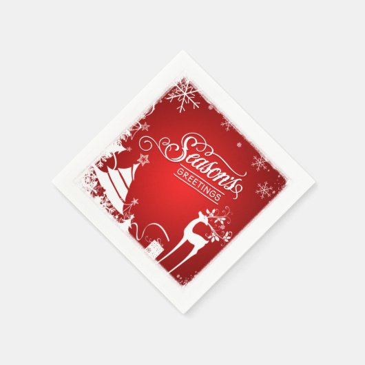 Serviette En Papier Bonnes Fêtes papier serviettes | Rouge, Cerf blanc (Coin)